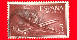 SPAGNA - Usato - 1955 - Super Costellazione E Nave 'Santa Maria' - Posta Aerea - 5 - Used Stamps