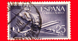 SPAGNA - Usato - 1955 - Aereo Superconstellation E Nave Santa Maria - 25 - Used Stamps