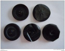 5 Knopen 5 Boutons Diam  3 & 3,5 Cm Bakeliet Bakelite Zwart Noir - Boutons