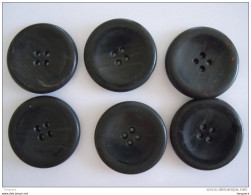 6 Knopen 6 Boutons  Bakeliet Bakelite Zwart Noir Diam  4 Cm - Knopen