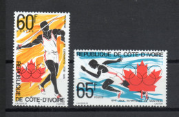 COTE D'IVOIRE N° 406 + 407    NEUFS SANS CHARNIERE COTE 2.20€    JEUX OLYMPIQUES MONTREAL SPORT - Costa D'Avorio (1960-...)