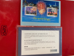 Hong Kong Stamp MNH Joint Issued With Certificate Austria Firework Swarovski Crystals - Ungebraucht