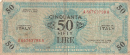 BANCONOTA ITALIA ALLIED MILITARY CURRENCY 50 L. VF  (B_444 - Ocupación Aliados Segunda Guerra Mundial