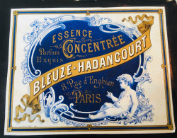 Très Rare Etiquette Dorée Parfumerie Parfum Exquis Bleuze Hadancourt Rue Enghien Paris Lith Nortier - Etiquetas