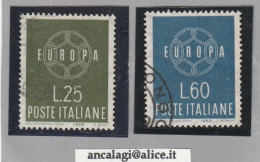 USATI ITALIA 1959 - Ref.0134 - "EUROPA" Seria Di 2 Val. Da L.25 E L.60 - - 1946-60: Usados