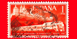 SPAGNA - Usato - 1958 - Congresso Ferroviario Internazionale, Madrid - Locomotiva 242-F E Castello La Mota - 1 - Used Stamps