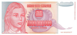 Yugoslavia 1 Billion Dinara 1993 Unc Pn 126a - Yougoslavie