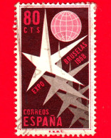 SPAGNA - Usato - 1958 - Esposizione Universale - EXPO Bruxelles - Globo Con Stelle Bianche E Grigie - 80 - Usados