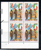 ITALIA REPUBBLICA ITALY REPUBLIC 1990 1° MAGGIO FESTA DEL LAVORO LABOUR FESTIVAL 1th MAY QUARTINA ANGOLO DI FOGLIO MNH - 1981-90: Neufs