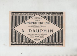 Fabrique De Soieries Crêpes De Chine Dauphin Lyon Annonay 1925 Frachon Ressicaud Le Grand Lemps Bussières - Publicidad