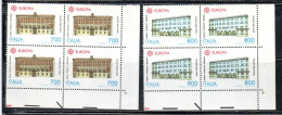 ITALIA EUROPA ITALY REPUBLIC 1990 EUROPA CEPT UNITA SERIE COMPLETA COMPLETE SET QUARTINA ANGOLO DI FOGLIO BLOCK MNH - 1981-90: Neufs