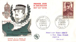 FDC - Maréchal Franchet D'Esperey - Paris 26/5/1956 - 1950-1959
