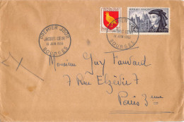 FDC Non Illustré - Jacques Coeur - Oblit Bourges 18/6/55 - 1950-1959