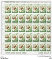 SAN  MARINO:  1960  £. 2  USIGNOLO  -  FOGLIO  ORIGINALE  40  PEZZI  N. -  SASS. 511 - Blocks & Sheetlets