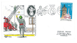 COV 98 - 3098 FIREMEN, Romania - Cover - Used - 1993 - Firemen