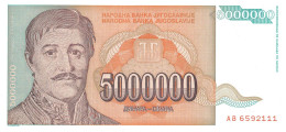 Yugoslavia 5 Million Dinara 1993 Unc Pn 132a - Yugoslavia