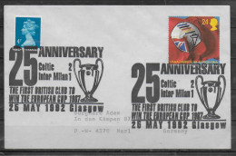 GRANDE BRETAGNE Lettre 1992 Glasgow Football Soccer Fussball  Celtic - Inter Milan - Cartas & Documentos