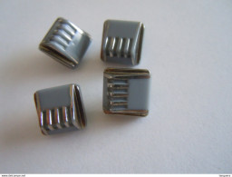 Vintage Knopen Glas Metaal Onderaan Verre Metal En Dessous Boutons 4 Gris-argent Grijs-zilver 1 X 1 Cm - Boutons