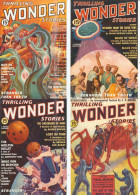 4 POSTCARDS  USA SCIENCE FICTION COMIC FRONTS THRILLING  WONDER STORIES - Fairy Tales, Popular Stories & Legends