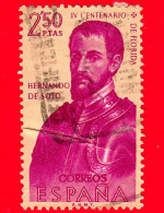 SPAGNA  - Usato - 1960 - Esploratori E Colonizzatori D'America - Hernando De Soto (c.1496–1542), Esploratore - 2.50 - Oblitérés