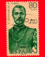 SPAGNA  - Usato - 1960 - Esploratori E Colonizzatori D'America - Juan Ponce De León (1474-1521), Esploratore - 80 - Usados