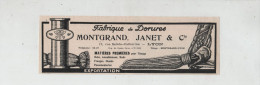 Fabrique De Dorures Montgrand Janet Lyon  Rue Sainte Catherine 1925 - Publicidad
