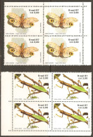 BRAZIL #2107-8   MANTIS  And BUTTERFLY -  ENTOMOLOGICAL SOCIETY  - BLOCKS OF 4 WITH 2 MARGINS - Nuevos