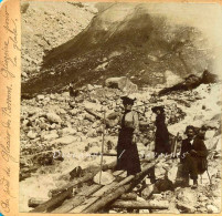 Rare Chamonix * Glacier Des Bossons, Glissoire Extraction Glace * Photo Stéréoscopique Vers 1905 - Stereoscopio