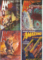 4 POSTCARDS  USA SCIENCE FICTION COMIC FRONTS AMAZING STORIES - Fairy Tales, Popular Stories & Legends