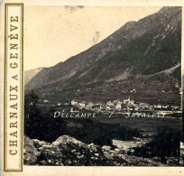 Rare * Chamonix 1862 * Hôtels Et Chapelle Anglicane Depuis Le Chemin Des Planards* Photo Stéréoscopique Savioz - Stereoscopio