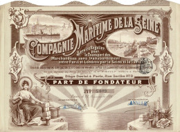 Titre De 1899 - Compagnie Maritime De La Seine -Service Régulier Pour Le Transports De Marchandises Sans Transbordement - Navy