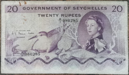 RARE Billet 20 Rupees Seychelles 1 - 1 - 1968 Pick 16a - Queen / Reine Elizabeth - Seychellen