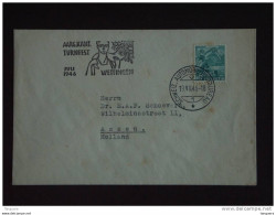 Zwitserland Suisse Helvetia 1946 Vlagstempel Flamme Werbestempel Turnfest Brief Lettre Automobil-Postbureau 1  Yv 329 - Gymnastique
