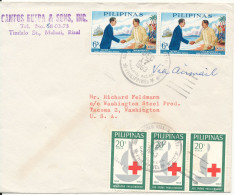 Philippines Cover Sent To USA 17-12-1963 Good Franked (1 Of The RED CROSS Stamps Is Damaged) - Filippijnen