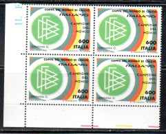 ITALIA REPUBBLICA ITALY REPUBLIC 1990 GERMANIA CAMPIONE DEL MONDO GERMANY WORLD CHAMPION QUARTINA ANGOLO DI FOGLIO MNH - 1981-90: Neufs