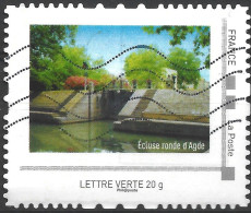 Montimbramoi  Ecluse Ronde D'Agde - Lettre Verte- Timbre Sur Support - Used Stamps