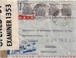 Lettre OPENED By Examiner 1353 For Avion  /American Airways System For Zuerich (CH) - Covers & Documents