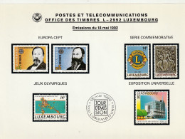 LUXEMBOURG - Emission Du 18.05.1992 - Lot 6 Timbres + 4 Enveloppes 1er Jour - Neufs