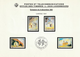 LUXEMBOURG - Emission Du 9.12.1991 - Lot 4 Timbres + 1 Enveloppe 1er Jour & 1 Carte De Voeux - Nuevos