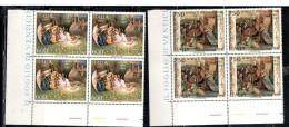 ITALIA REPUBBLICA ITALY REPUBLIC 1990 NATALE CHRISTMAS NOEL WEIHNACHTEN NAVIDAD NATAL SET QUARTINA ANGOLO DI FOGLIO MNH - 1981-90: Neufs