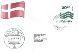 2024.New Danish Stamp For Foreign Destinations “UDLAND” , Letter Denmark To Andorra (High Face Value Dk.50) - Brieven En Documenten