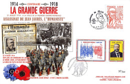 MAXI FDC FRANCE - 100 ANS GRANDE GUERRE - ASSASSINAT DE JEAN JAURES - WW2