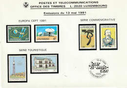 LUXEMBOURG - Emission Du 13.05.1991 - Lot 6 Timbres + 3 Enveloppes 1er Jour - Neufs