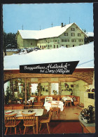 AK Isny /Allgäu, Berggasthaus Haldenhof Im Schnee, Mit Innenansicht  - Isny