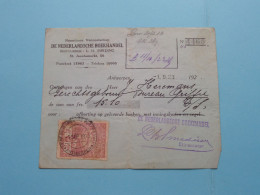 De NEDERLANDSCHE BOEKHANDEL ( Bestuurder L. H. SMEDING ) ANTWERPEN St. Jacobsmarkt (Zie Scans) 1923 ! - Bills Of Exchange