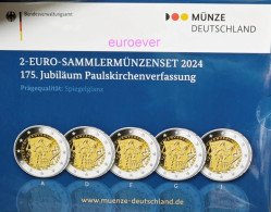 2 Euro Gedenkmünze 2024 Nr. 10 - BRD Deutschland / Germany - Paulskirchenverfassung PP Proof ADFGJ 5x - Allemagne