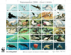 Denmark WWF 2006.  Sheet  With 30 Labels;  Life In The Arctic; MNH(**). - Otros & Sin Clasificación