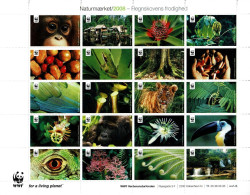 Denmark WWF 2008.  Sheet  With 20 Labels;  The Lushness Of The Rainforest, MNH(**). - Otros & Sin Clasificación