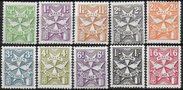 1968-70 Malta Postage Due Malta Cross 10v. MNH SG N. D32/41 - Malta