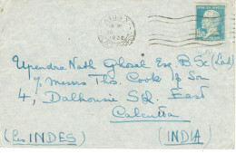 Tarifs Postaux Etranger Du 01-08-1926 (26) Pasteur N° 181 1,50 F. Lettre 20 G. Pour L'Inde RARE 30-09-1930 - 1922-26 Pasteur